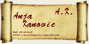 Anja Kanović vizit kartica